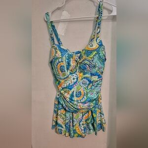 Ralph Lauren Multicolor Carnivale Paisley Swimsuit Dress Sz.20W